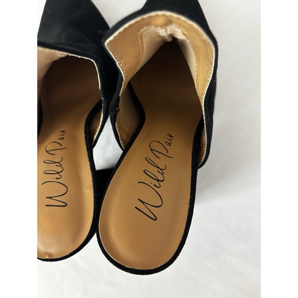 WILD PAIR Womens Black‎ Extended Carlita Slip On Heeled Mules Shoes 7m - Picture 7 of 10